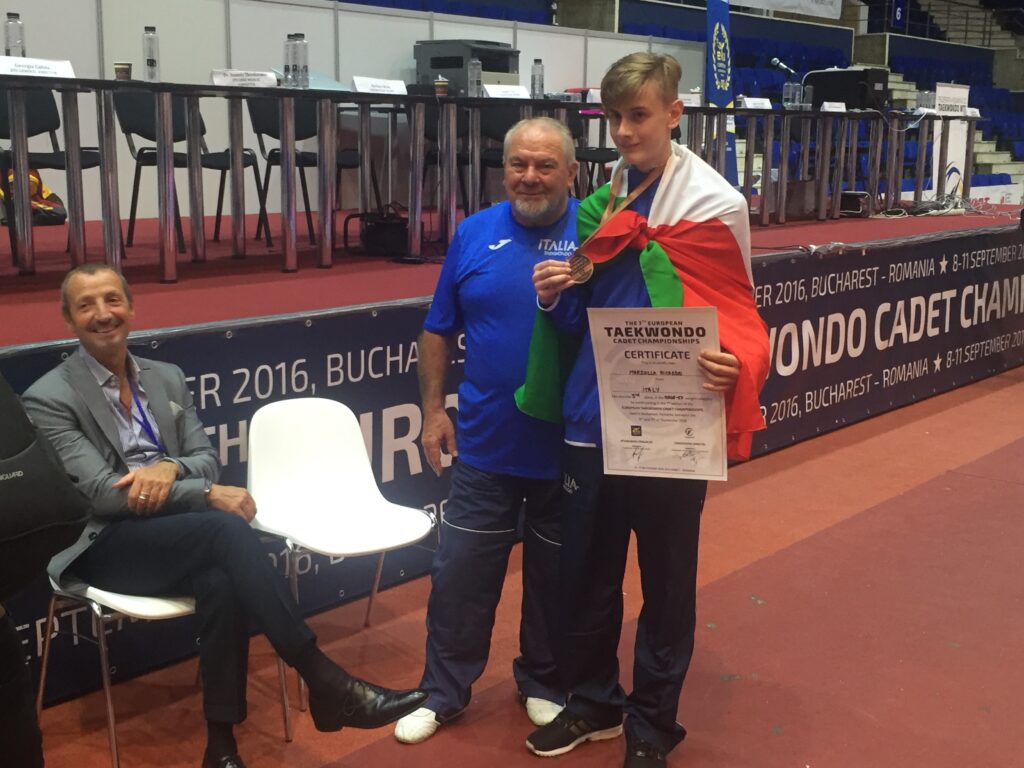 Momenti di gioia Riccardo con il M° Baglivo tecnico della nazionale