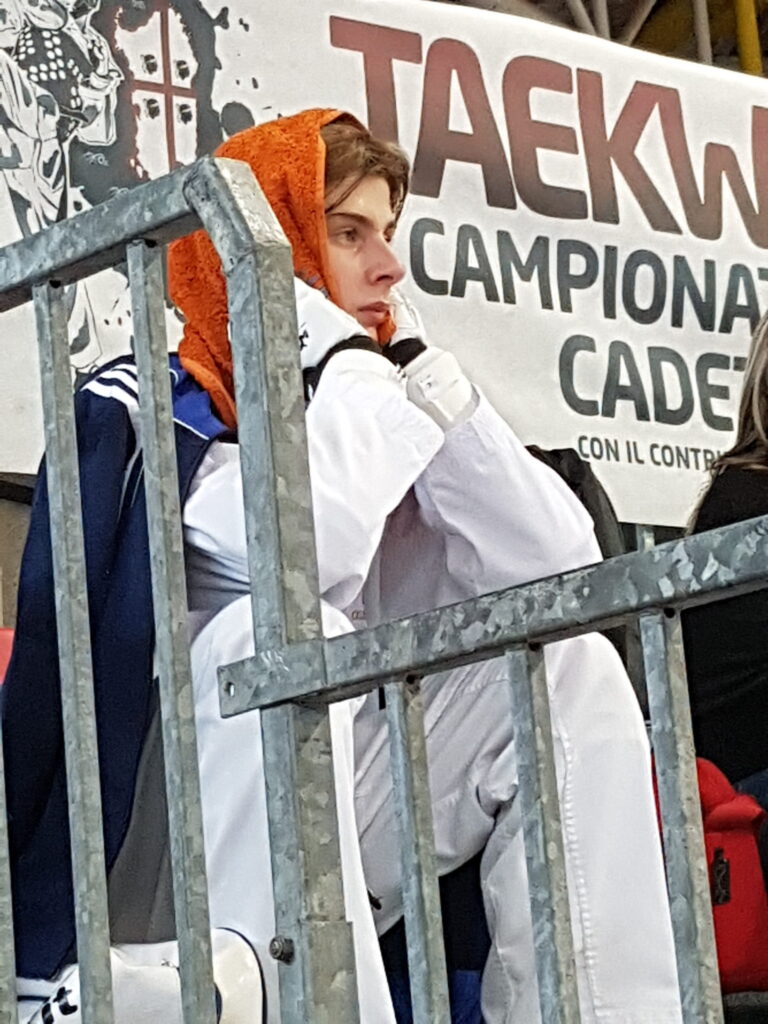 Riccardo Marzolla appena uscito da quadrato di gara pensieroso e silenzioso ma concentrato!
